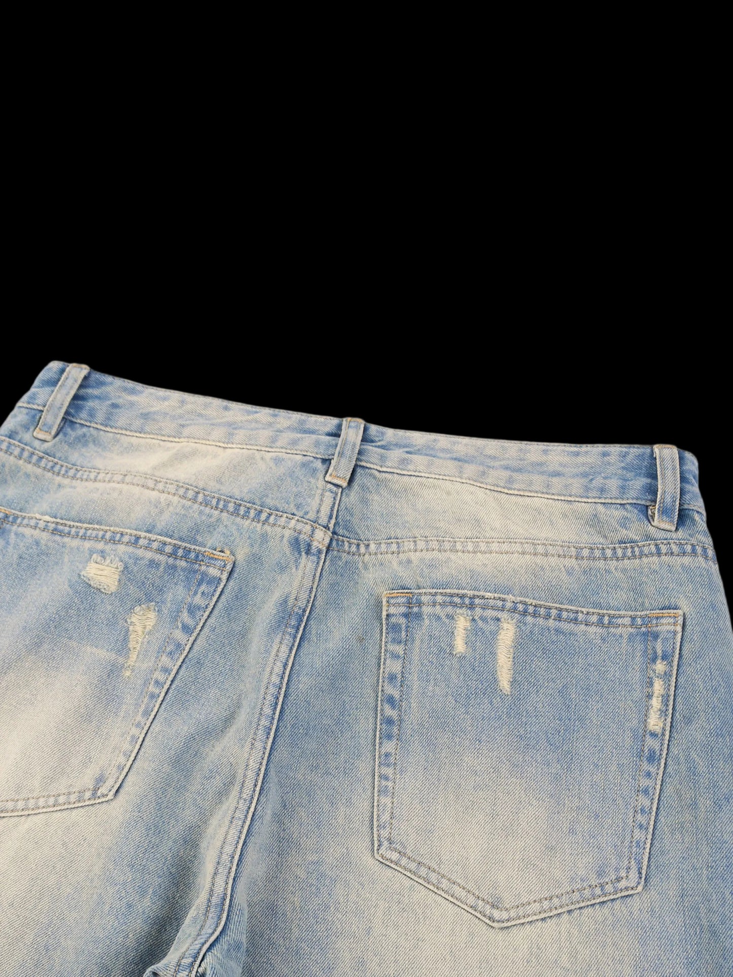 WORLD PEACE Sun Faded Raw Hem Jeans