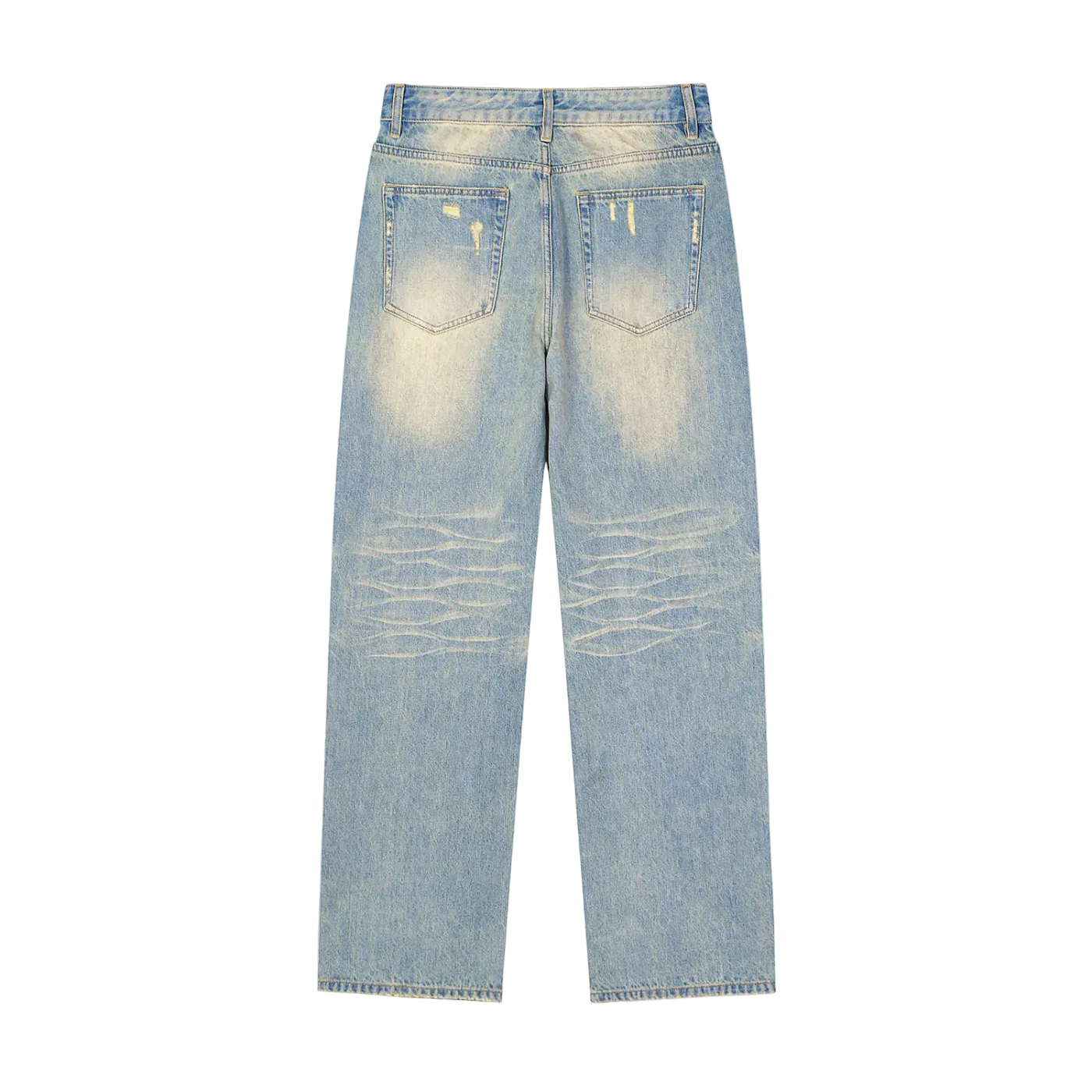 WORLD PEACE Sun Faded Raw Hem Jeans
