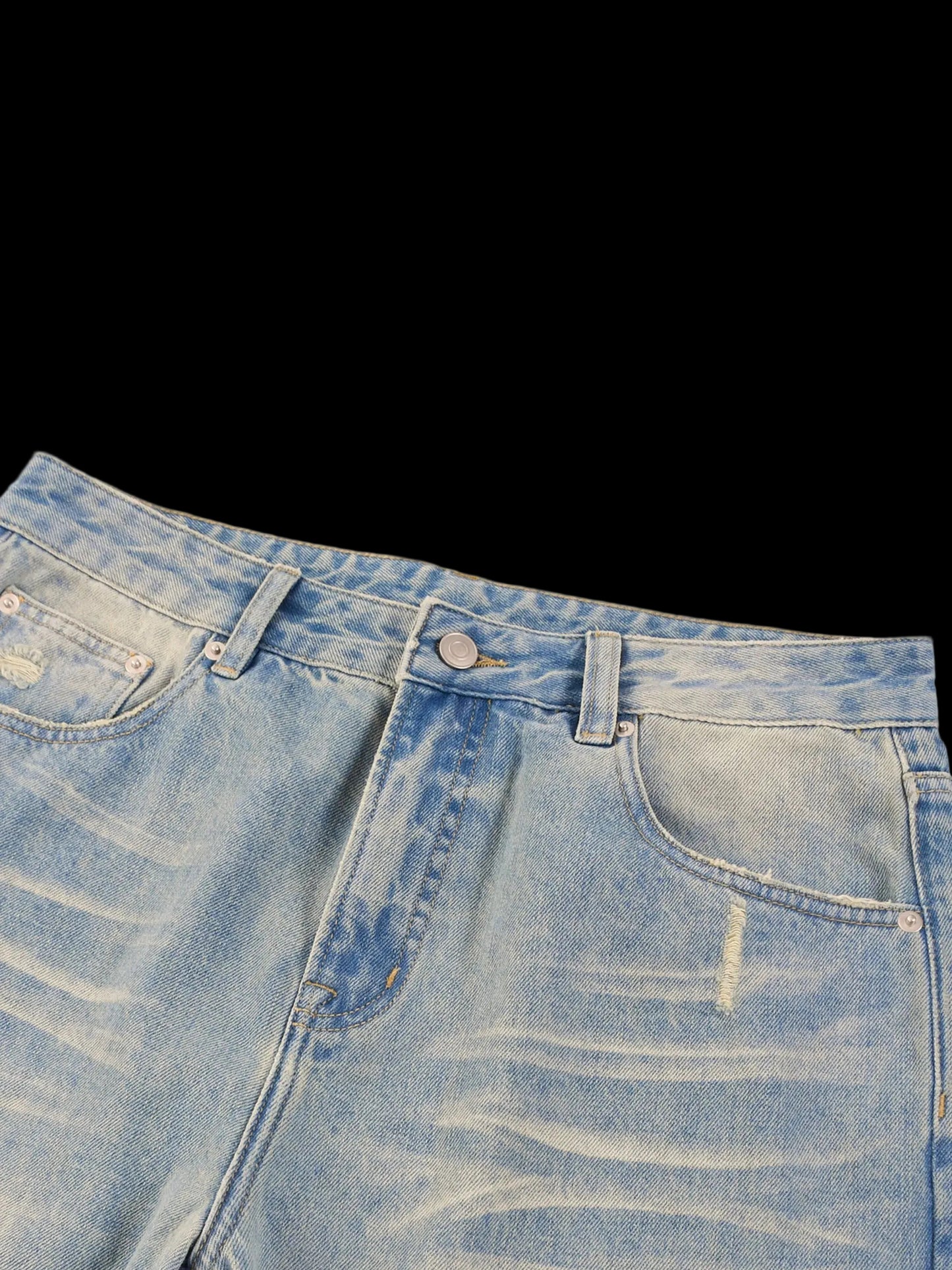 WORLD PEACE Sun Faded Raw Hem Jeans
